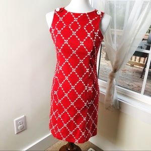 Anthropologie Shoshanna Red Diamond Dress Pockets